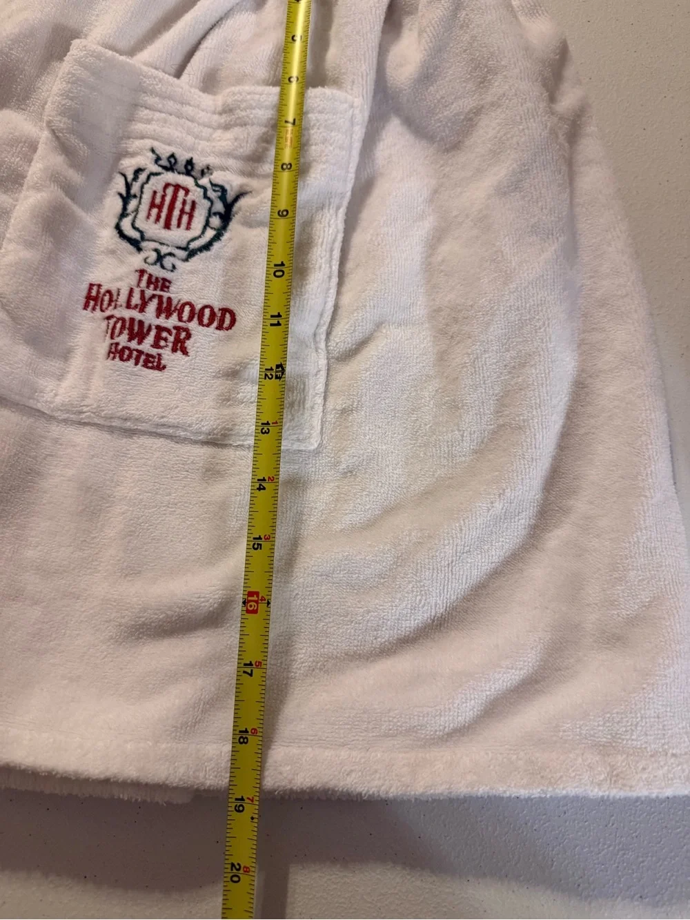 RARE Disney Parks Hollywood Tower Hotel Bath Towel Wrap Velcro Embroidered OS